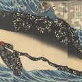 “Miyamoto Musashi Subduing The Whale” by Utagawa Kuniyoshi/ 1847, Edo period/ A triptych of large-sized color wood-block print Exhibition period: January 28 – February 24, 2020 (Fukuoka)