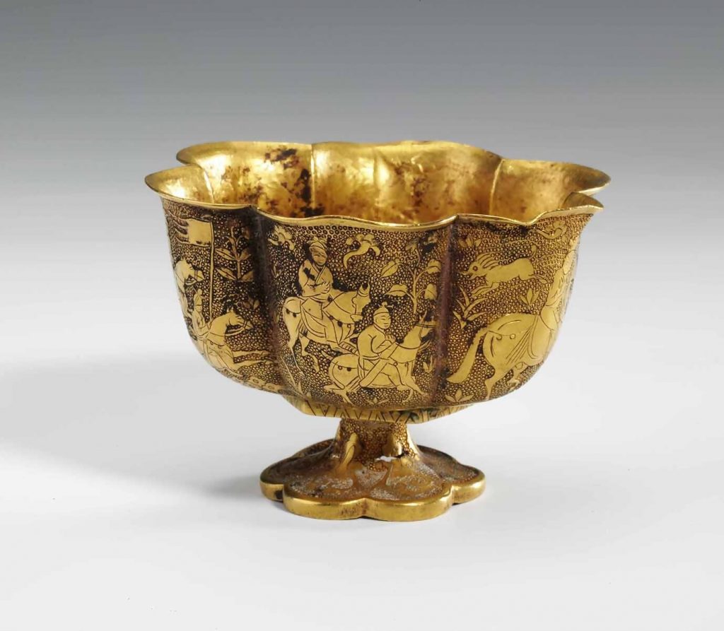 六花形脚付杯　唐・8世紀　一級文物　山西博物院