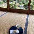 大濠日本庭園広間縁と茶菓