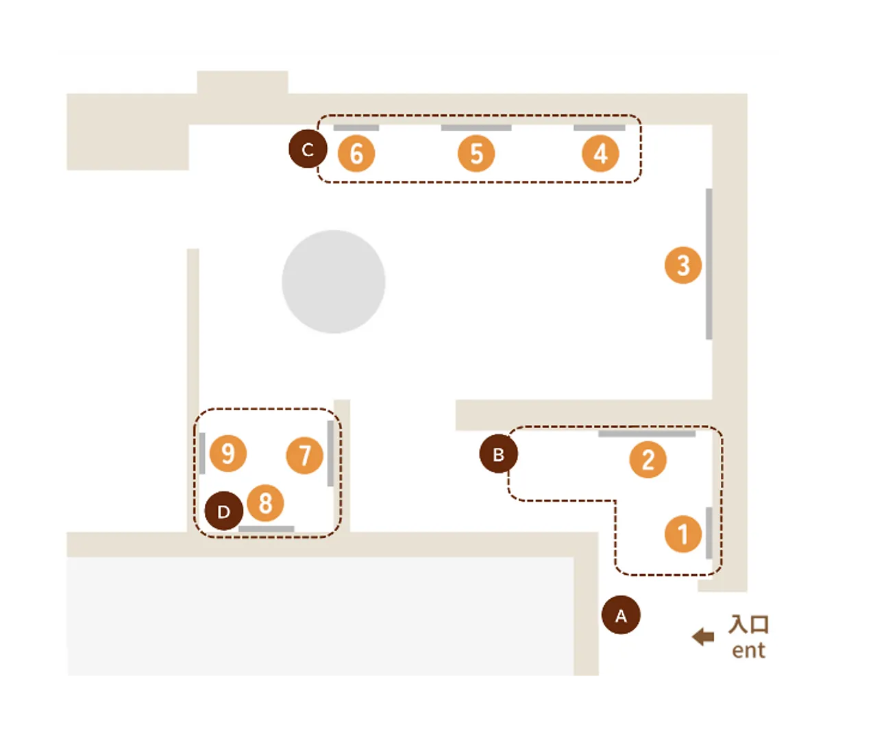 福岡市美術館内の音声ガイド対象作品の地図