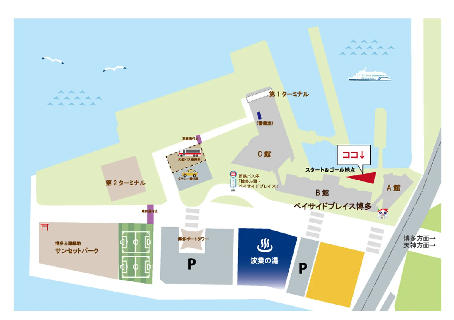 当日の受付場所：ベイサイドキャノピー ＜海側イベントスペース＞