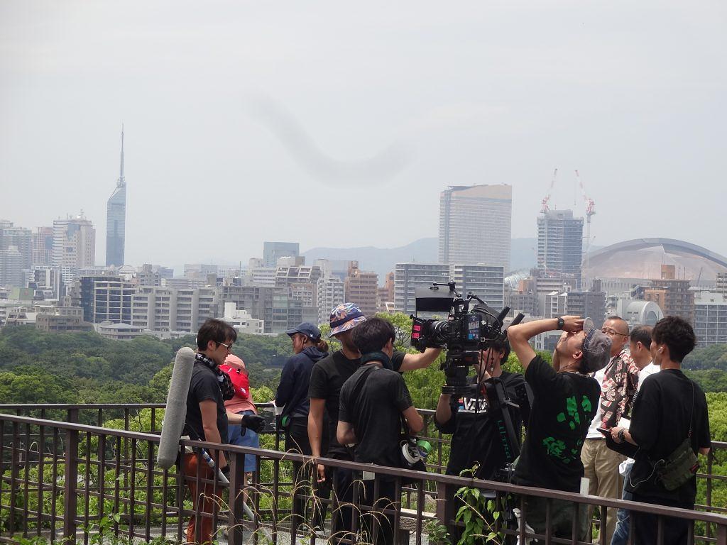 福岡城天守台での撮影風景