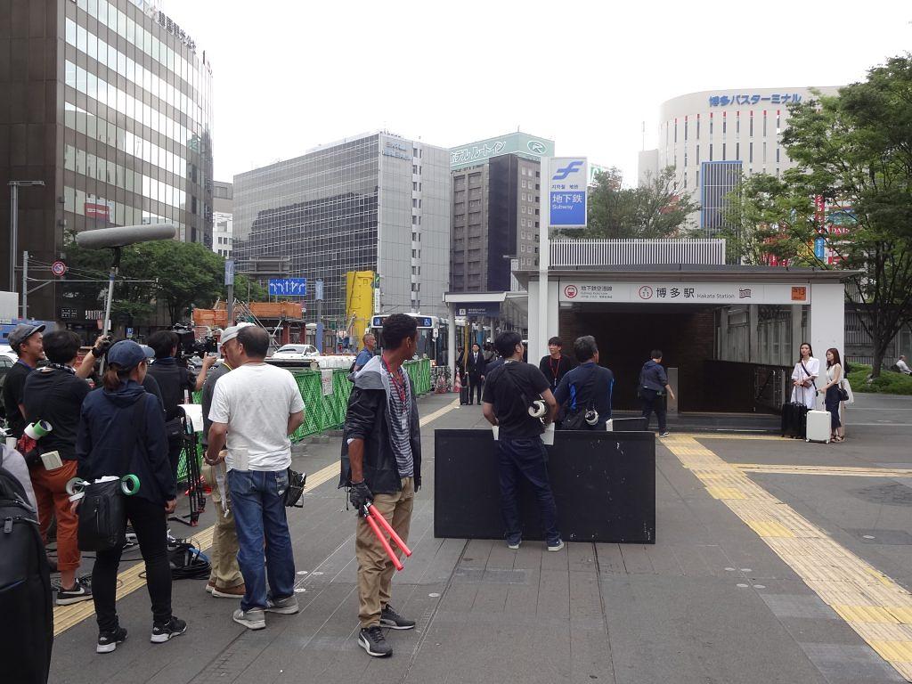 博多駅での撮影風景