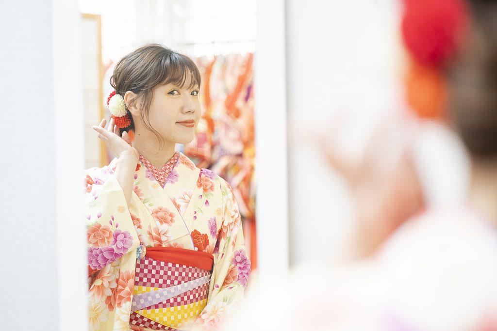 着物で「福岡城跡」